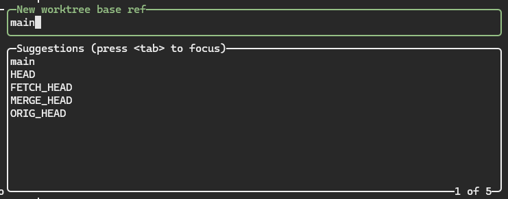 lazygit create base ref