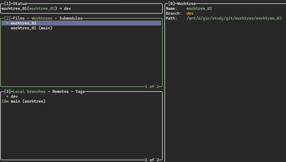 lazygit create worktree finish